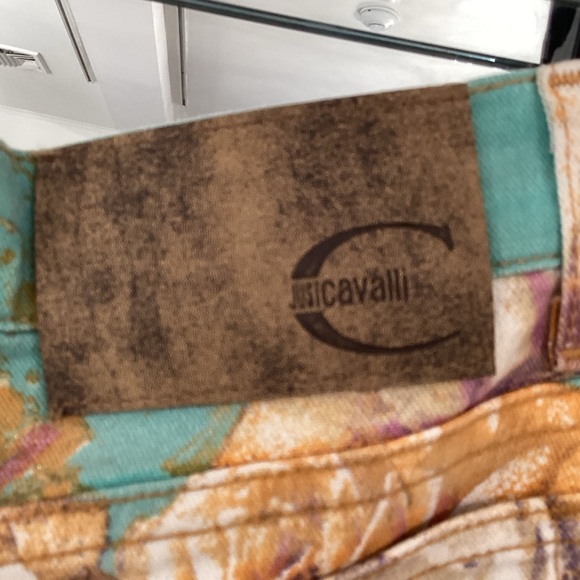 Just Cavilli Sz 32 flower print splatter & glitter detail jeans - Picture 5 of 5